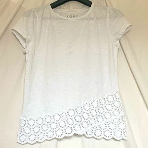 LOFT White Lace Tee. Women’s size S